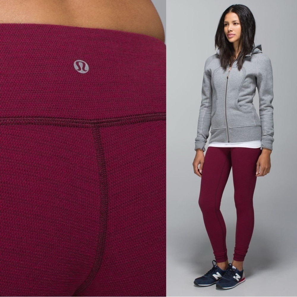 Lululemon • Wunder Under Pant legging Luon Pique maroon Rust Berry Bumble